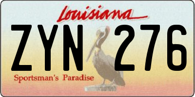 LA license plate ZYN276