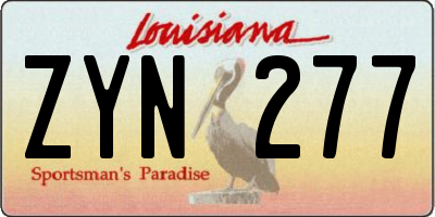 LA license plate ZYN277