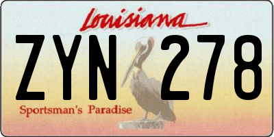 LA license plate ZYN278