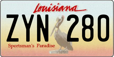 LA license plate ZYN280