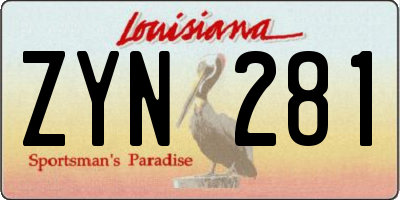 LA license plate ZYN281
