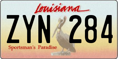 LA license plate ZYN284