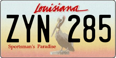 LA license plate ZYN285