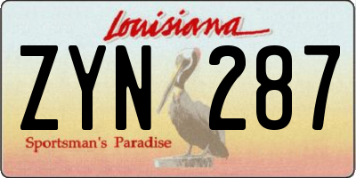 LA license plate ZYN287