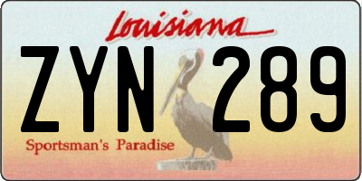 LA license plate ZYN289