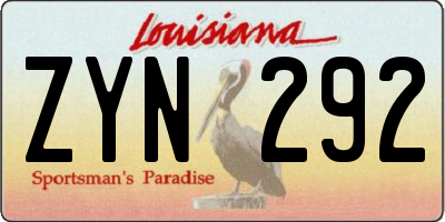 LA license plate ZYN292
