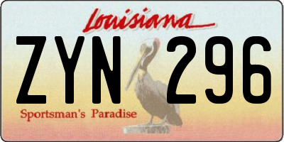 LA license plate ZYN296