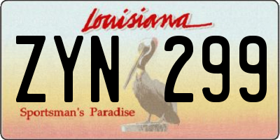 LA license plate ZYN299