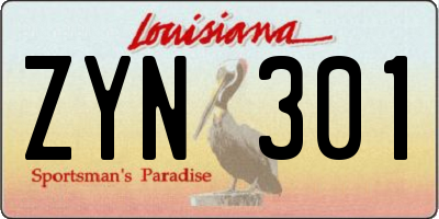 LA license plate ZYN301