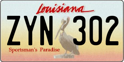 LA license plate ZYN302