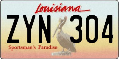 LA license plate ZYN304