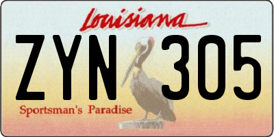 LA license plate ZYN305