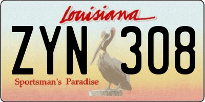 LA license plate ZYN308