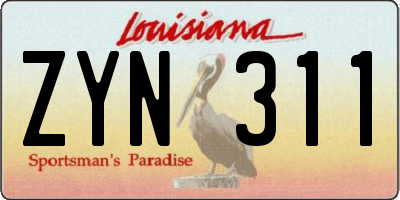 LA license plate ZYN311