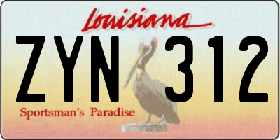 LA license plate ZYN312