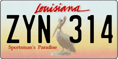 LA license plate ZYN314