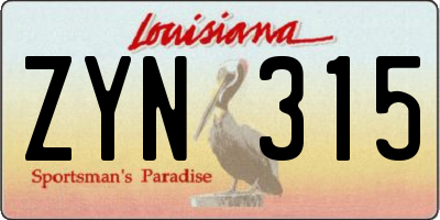 LA license plate ZYN315