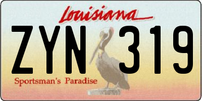 LA license plate ZYN319