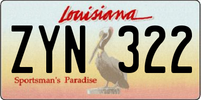 LA license plate ZYN322