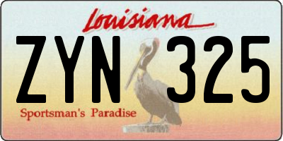 LA license plate ZYN325