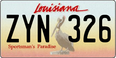 LA license plate ZYN326