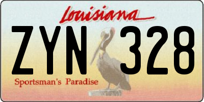 LA license plate ZYN328
