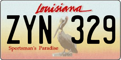 LA license plate ZYN329