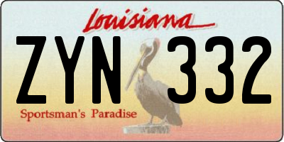 LA license plate ZYN332