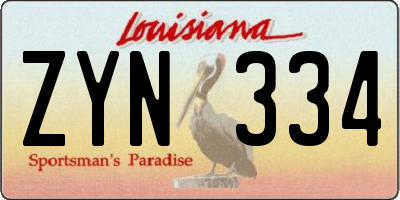 LA license plate ZYN334