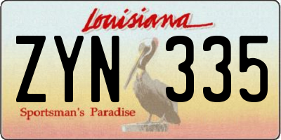 LA license plate ZYN335