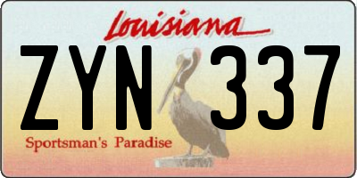 LA license plate ZYN337