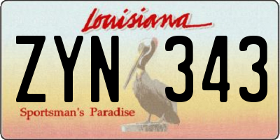 LA license plate ZYN343