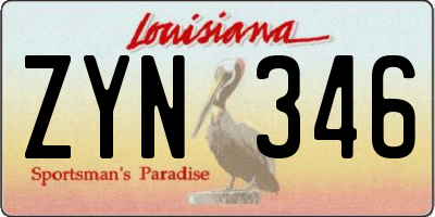 LA license plate ZYN346