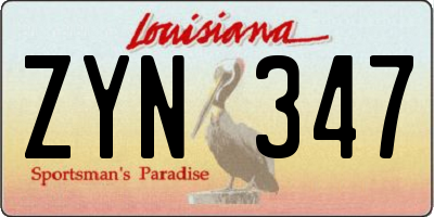 LA license plate ZYN347