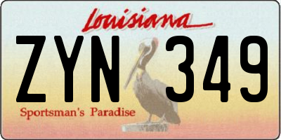 LA license plate ZYN349