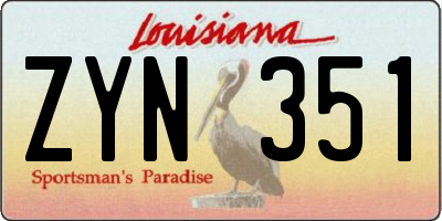 LA license plate ZYN351