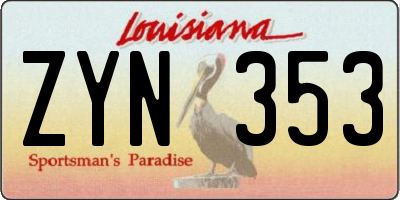 LA license plate ZYN353
