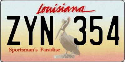 LA license plate ZYN354