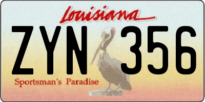 LA license plate ZYN356