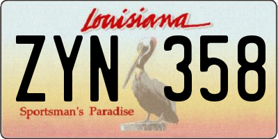 LA license plate ZYN358