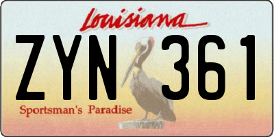 LA license plate ZYN361