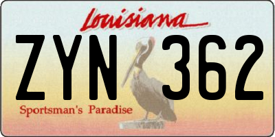 LA license plate ZYN362