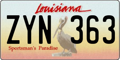 LA license plate ZYN363