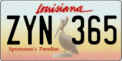 LA license plate ZYN365