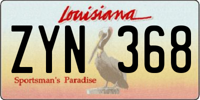 LA license plate ZYN368