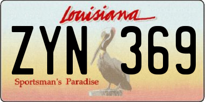 LA license plate ZYN369