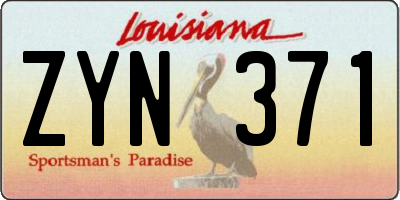 LA license plate ZYN371