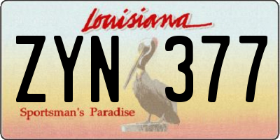 LA license plate ZYN377