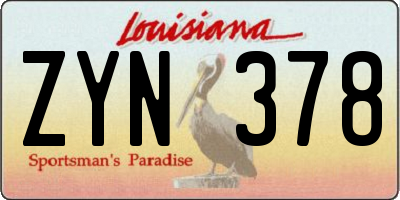 LA license plate ZYN378
