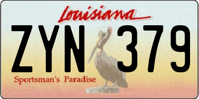 LA license plate ZYN379